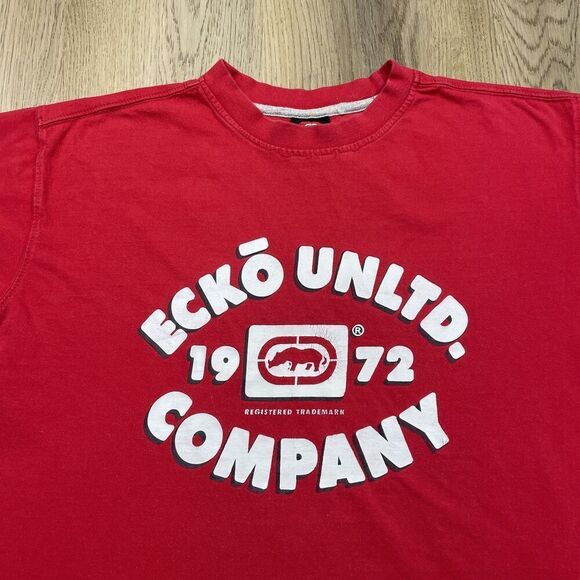 Ecko Unltd Shirt Mens XL Red 1972 Graphic Hip Hop Streetwear Logo Tee Cotton - Picture 2 of 12